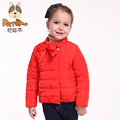 PATEMO Kids Girl Cotton Padded Coat Red Winter Jacket Zipper Closure Bow Fashion Children Outwear Clothing