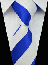 SNT0005 2014 Blue white Striped Smooth Classic Silk Neck Tie Fashion Casual Knitted Tie Necktie Cufflinks