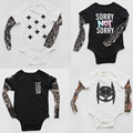 Baby Boys Mesh Tattoo Sleeve Rompers Infant Girls Jumpsuit Children Cotton Romper 2017 New Arrival Newborn