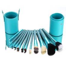 Free shipping 12Pcs Pro Soften Makeup Tools Brush Set Kit with Brush Pot Protector Travel ST1