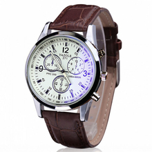 Essential 2016 New Fashion Brown Luxury Fashion Faux Leather Mens Ray Glass Analog Quartz WristWatch Bracelet Dress Watches
