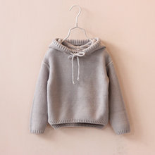 Children sweater girls autumn hooded knit pullover Baby girl cotton clothes asymmetric hem contrast color tassels casual top