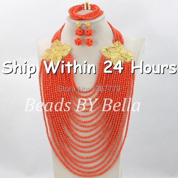 2014 New Nigerian Wedding african beads jewelry set crystal African Beads Jewelry Set Wedding Free Shipping ABJ323