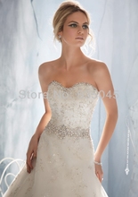 2015 New Custom Made Ivory White Vestido De Casamento Satin Organza Lace Applique Pearls Beading Strapless
