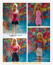 New  1pcs The original Fashion noble   short skirt  Dress Wedding Gown Clothes Party Outfits For Barbie doll many styles