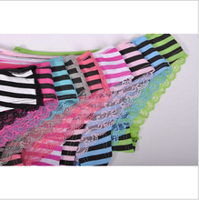 New Fashion D443 Women Panties Stripled Lace Briefs Hollow Out Lady Underwear
