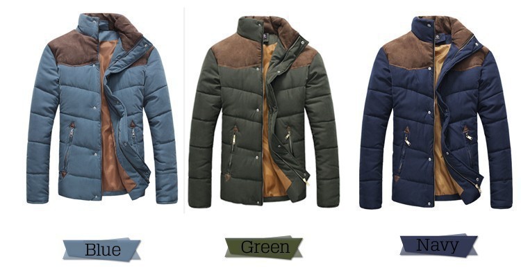 2015 Men Coat Winter Splicing Cotton Padded Hotsale Jacket Winter Plus Size Parka High Quality MWM169