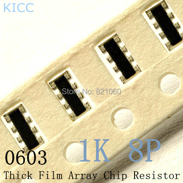 0603 SMD Thick Film Array Chip Resistor 1k ohm 1/10W 1K 8P(2*4P) 5 0603 Chip resistor (500pcs