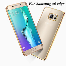 original case for samsung galaxy s6 edge s 6 g925 by rose gold plating tpu transparent ultra slim clear soft fashion phone cover