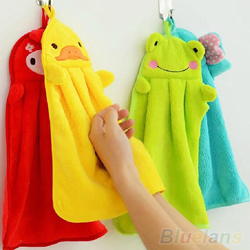 Nursery Hand Towel Soft Plush Fabric Cartoon Animal Hanging Wipe Bathing Towel 1QDU 32MO