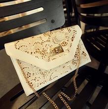 White Hollow Envelope Evening Clutch Red Women Chain Leather Envelope Handbags 2015 Women Messenger Bags Purse
