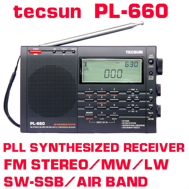 Free Shipping TECSUN PL 660 FM Stereo LW MV SW SSB AIR PLL Synthesized Radio