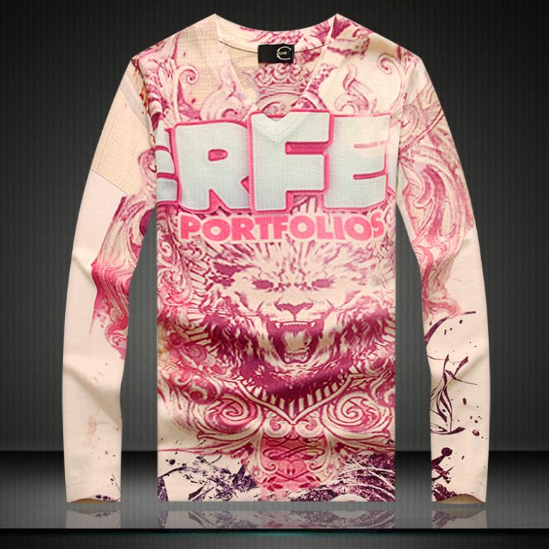 Lion 3D Print Men s Knitwear Thick T Shirt Winter Undershirt Long Sleeve Pullover 2016 Autumn