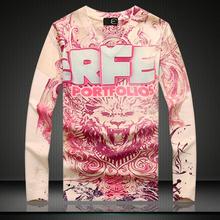 Lion 3D Print Men’s Knitwear Thick T-Shirt Winter Undershirt Long Sleeve Pullover 2016 Autumn Clothes Painting Fashion Tee Shirt