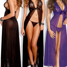 2016 Hot Ladies Sexy Lingerie Underwear Sleepwear Babydoll Black Lace Dress G -String WHolesale