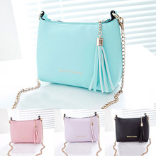 New Fashion 2016 Shell PU Leather Women Handbag Chain Women Shoulder Bag Tassel Crossbody Messenger Bags For Women Candy Color