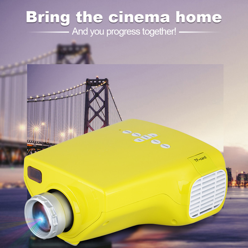 Фотография NEWEST  Mini LED LCD Projector Home Theater USB/VGA/HDMI/AV/ATV/TF-card 320*240 E03 yellow