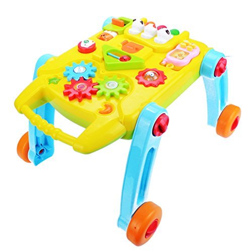 YEDAYS Discovering Music Activity Table Baby Walker Sit to Stand Learning Walking Trolley