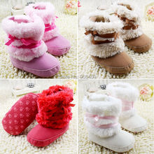 0 18M Fashion Winter Newborn Baby Shoes Pink White Red Khaki First Walkers Snow shoes