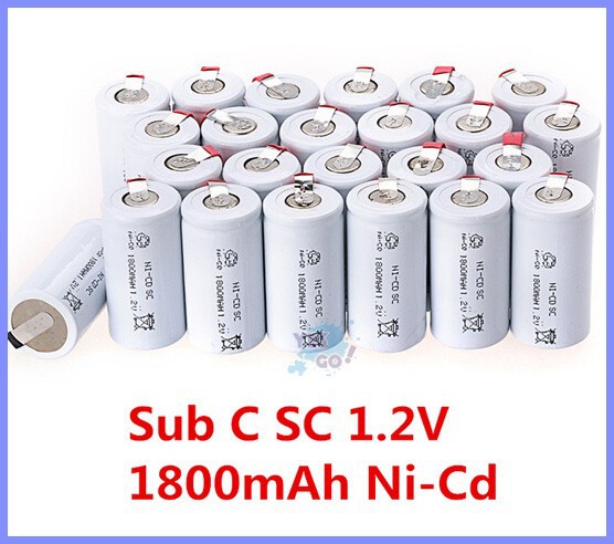 Hot 24PCS Sub C SC 1 2V 1800mAh Ni Cd NiCd Rechargeable Battery Batteries White Free