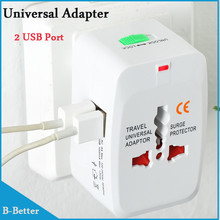 2016 New Universal International Plug Adapter 2 USB Port World Travel AC Power Charger Adaptor with AU US UK EU converter Plug