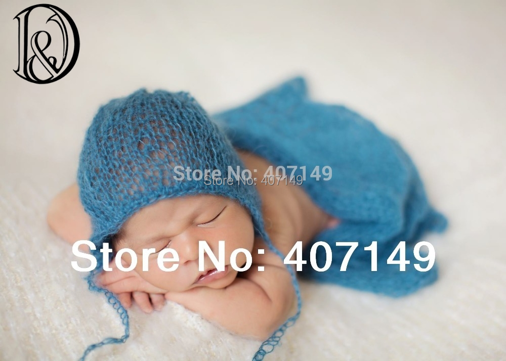 Hand Knit Mohair Wrap With Bonnet (set)Newborn Photography Props Baby Shower Gift Props For Baby