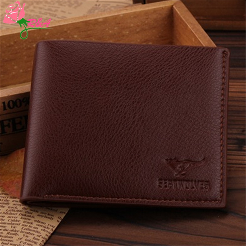 Free shipping Men's short a wallet leather cowhide quality goods cross section Leather wallet,qb-007