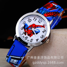 2016 Spider Cartoon Watch Children Kids Wristwatch Boys Clock Child Gift Leather Wrist Watch Quartz Cartoon-watch Quartz-watch