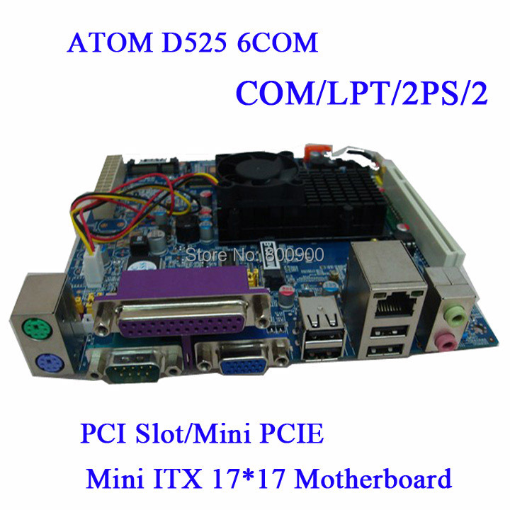 intel ATOM D525 MINI ITX motherboard worstation mini-itx board ASL D525 dual-core motherboard ITX 6 COM MINI PCIE