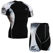 Compression Men’s FIXGEAR Set Unique Graphic Fitness Exercise Base Layer Tops Trainning Surfing Running Shorts XS-4XL
