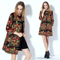 Plus Size XXXL Women Fashion Winter Vintage Trench Geometric Embroidery Loose Casual Warm Coat Luruxy Lady
