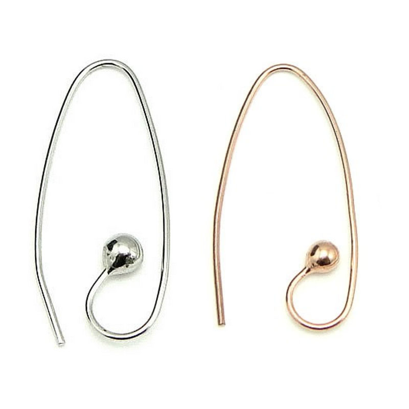 31*12*0.8mm 925 Sterling Silver Fashion Ball Ear Wire Hooks Earring Findings  With 4mm Ball End-50pairs