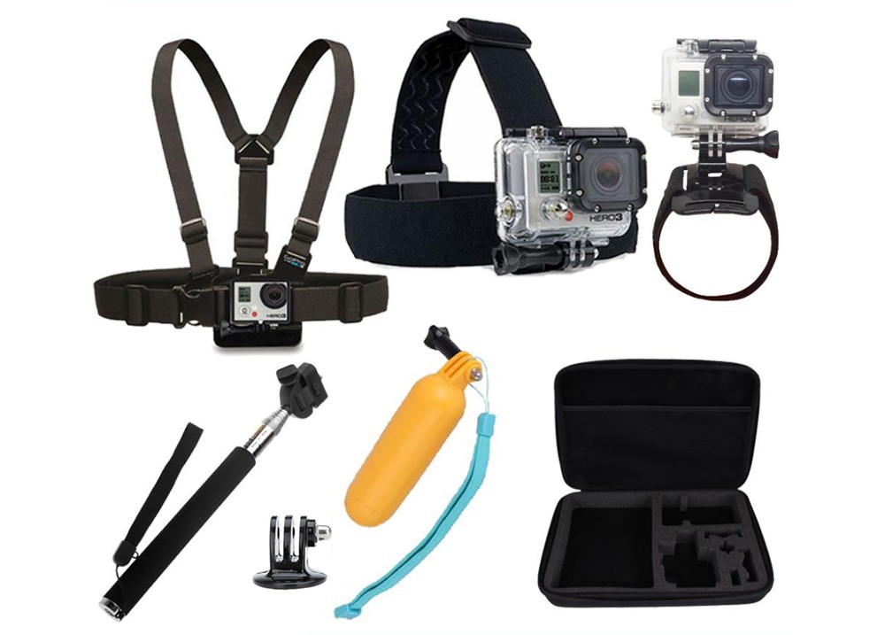 Go-pro-Sj4000-Accessories-Head-Belt-Chest-Strap-Wrist-Belt-Bag-Floating-Hand-Grip-Mount-Containing