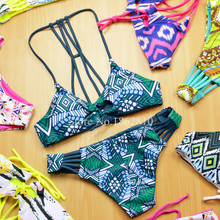 2016 New Real Photos Casual Fashion Women Strappy Brazilian Patchwork Vintage Bikini Set Swimsuit Swimwear Beach Suit Size S,M,L