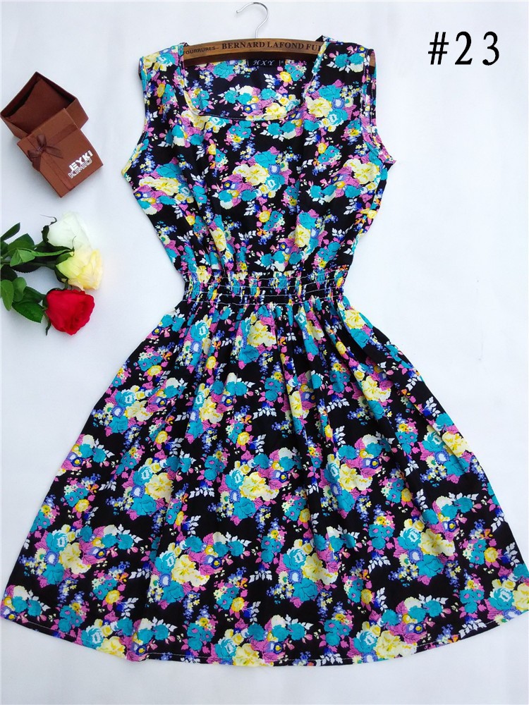 Hot New 20 Styles Casual Womens Bohemian Sleeveless Printed Dress