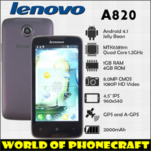 Lenovo A820 MTK6589M Quad Core 1.2G CPU 1G RAM 4G ROM Russian Multi-language 4.5 Inch GPS original Lenovo Phones