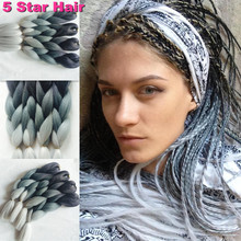 24inch 3 toned grey color jumbo kanekalon ombre synthetic braiding hair bundles 100g/pc high temperature braids hair extensions