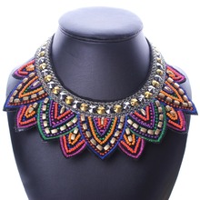 Multicolor Resin Beads Lotus Flower Statement Choker Collar Necklaces Fashion Punk Jewelry N2519