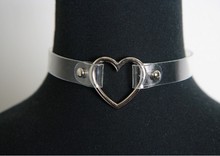 CM697 Fashion punk Jewelry sweet heart Necklace Clear Transparent PU Leather Choker Punk Goth 100 Handmade