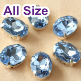 Light Sapphire Oval Sew On Rhinestone with Claw