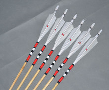 6pcs Hunting Arrow White Feathers 20~70lbs Traditional Wooden Arrows Shooting Target Arrows Hunting Archery Arrows For Shooting
