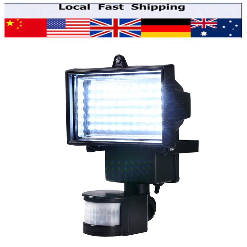 60 LEDS Solar LED Floodlight Outdoor Cool White PIR Motion Sensor LED Flood Light Lamp For Garden Path Wall Emergency Lighting