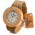 Top BOBO BIRD Brand Design F01 Pine Wooden Watch Genuine Leather Band Japan Quartz Moven t