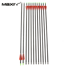 Maxin Bow Arrows 12 pcs pack 31 Inch Long New Red Vanes Carbon Shaft Crossbows Arrow