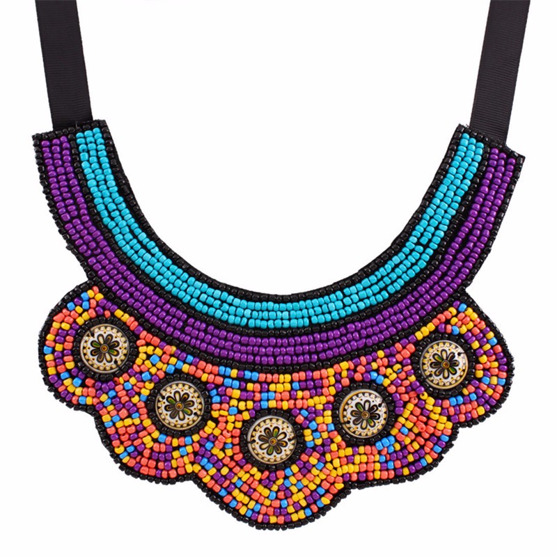 2016 Bohemia Fashion Luxury Vintage Chokers Necklace Beads Resin Tribal Ethnic Big boho jewelry mujer Statement Women Bijoux ZT5