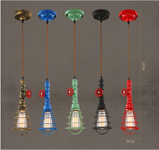 Фотография Multi-Color DIY Industrial Iron Pipe Vintage Ceiling Lamp Hanging Pendant Light