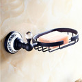 Free Shipping Luxury Ceramic Style Printing Brass Soap Dish Basket Wall Mount Kitchen Soap Holder