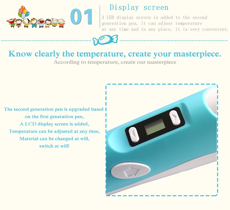 2015 DEWANG Brand Fantastic 3d pen 3d drawing pen Second Generation Display Screen With 20 Color 5M ABS Filament Free Shipping 2015 DEWANG Brand Fantastic 3d pen 3d drawing pen Second Generation Display Screen With 20 Color 5M ABS Filament Free Shipping