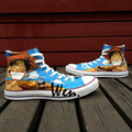 Wen Hand Painted Shoes Anime Custom Design One Piece Luffy Smiling Men Women s High Top