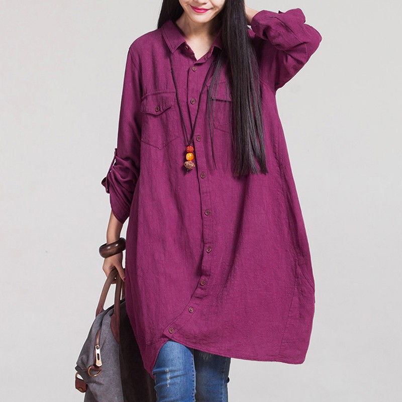 ZANZEA Fashion Women Blouses 2018 Autumn Long Sleeve Irregular Hem Cotton Shirts Casual Loose Blusas Tops Plus Size S-5XL aeProduct.getSubject()